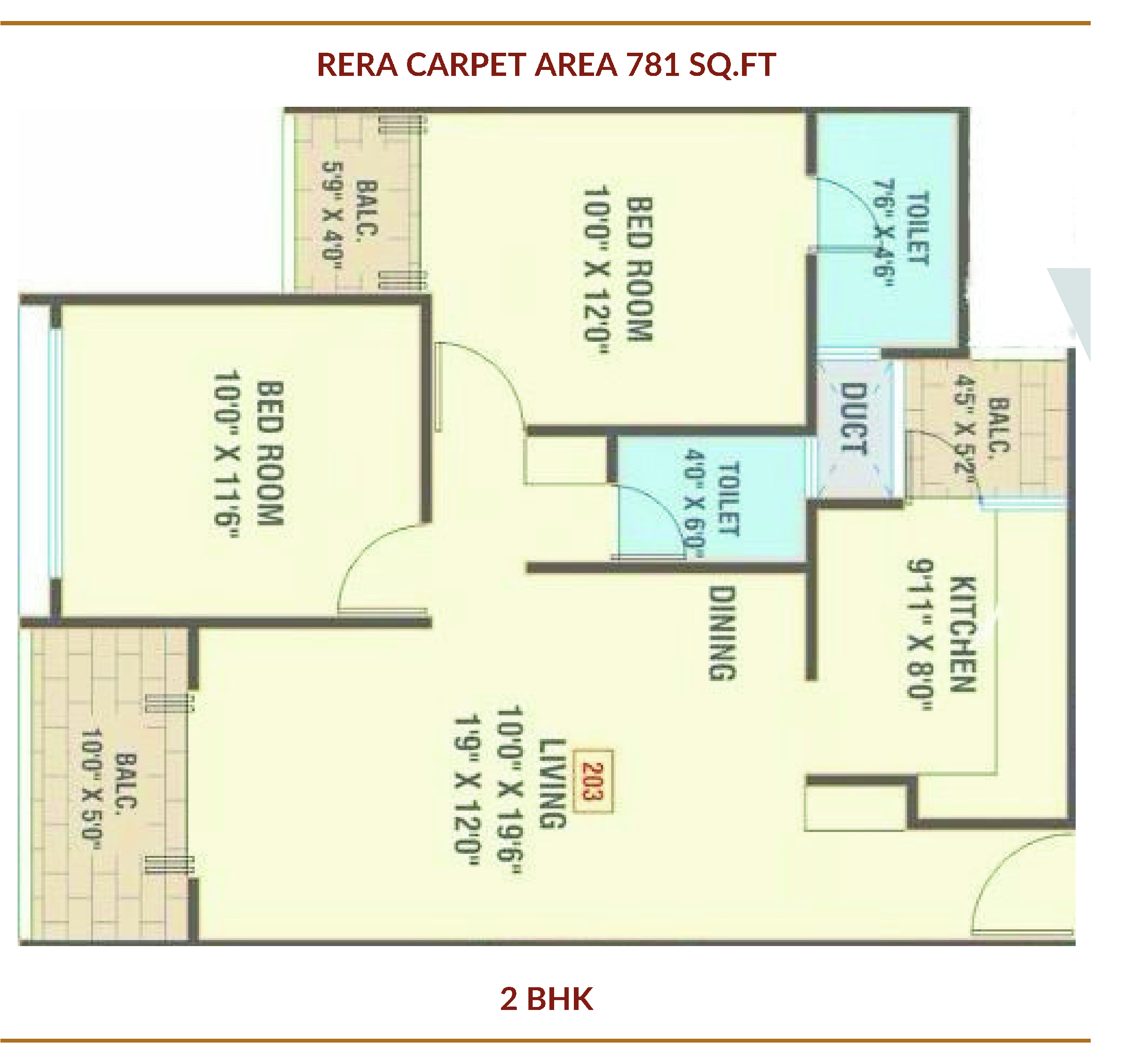 2BHK floor plan