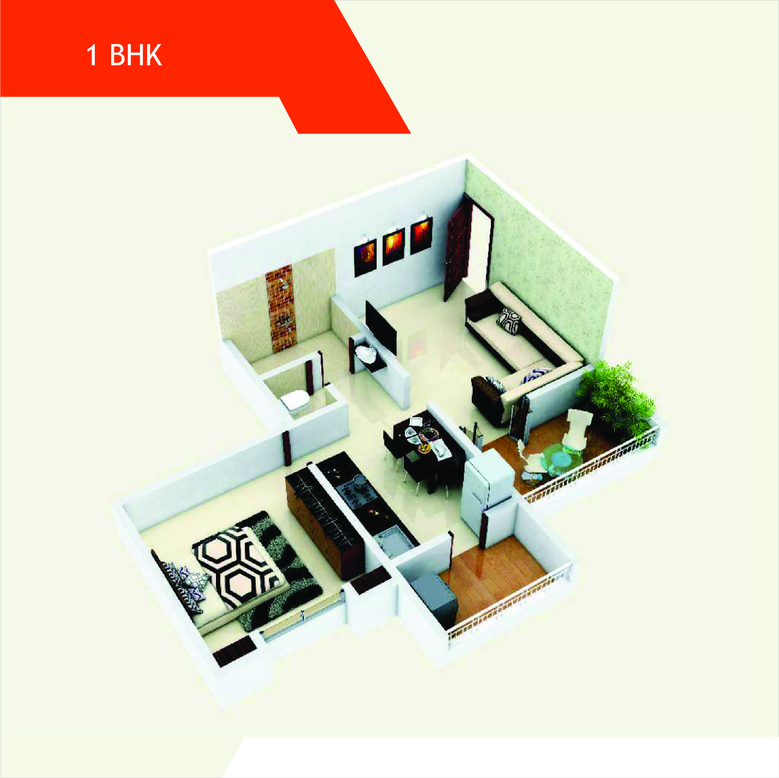 1BHK floor plan