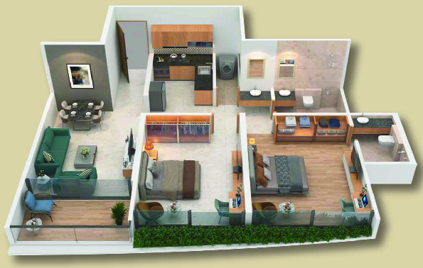 2BHK floor plan