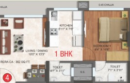 1BHK floor plan