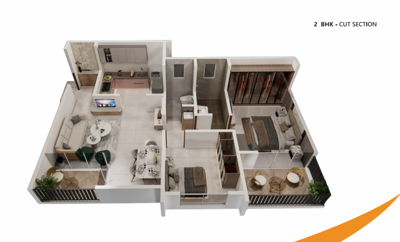 2BHK floor plan