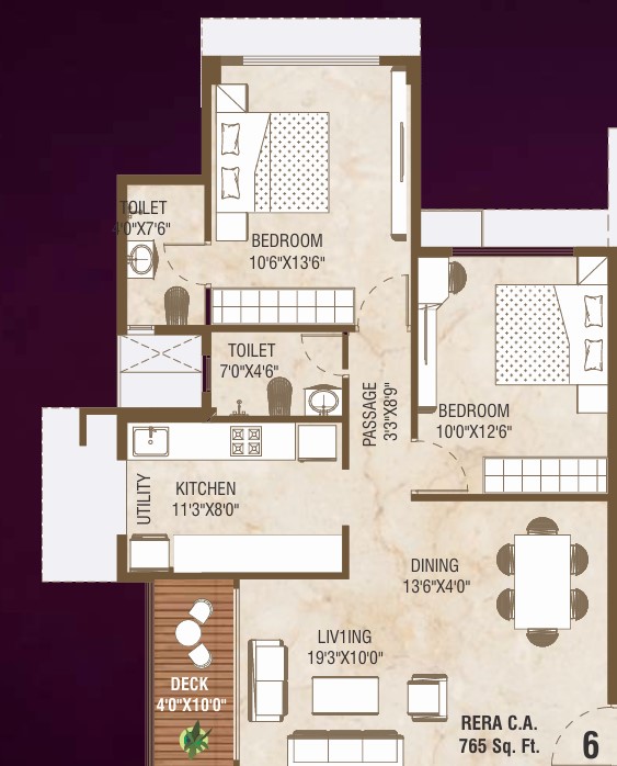 2BHK floor plan